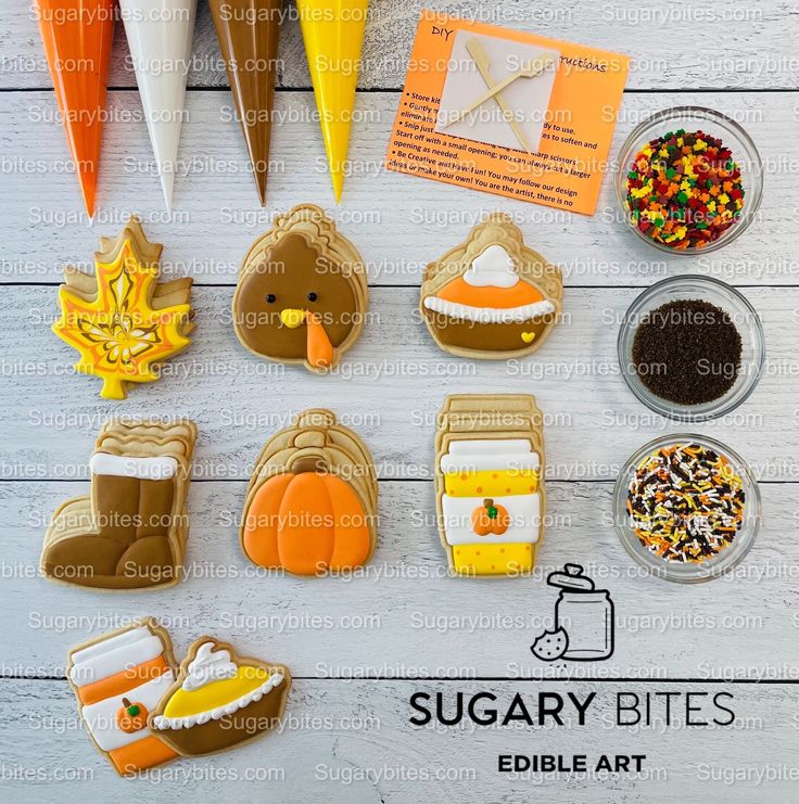 Autumn-Inspired Colorful Cookie Designs: Playful Shapes and Vibrant Palette Celebrate the Season.