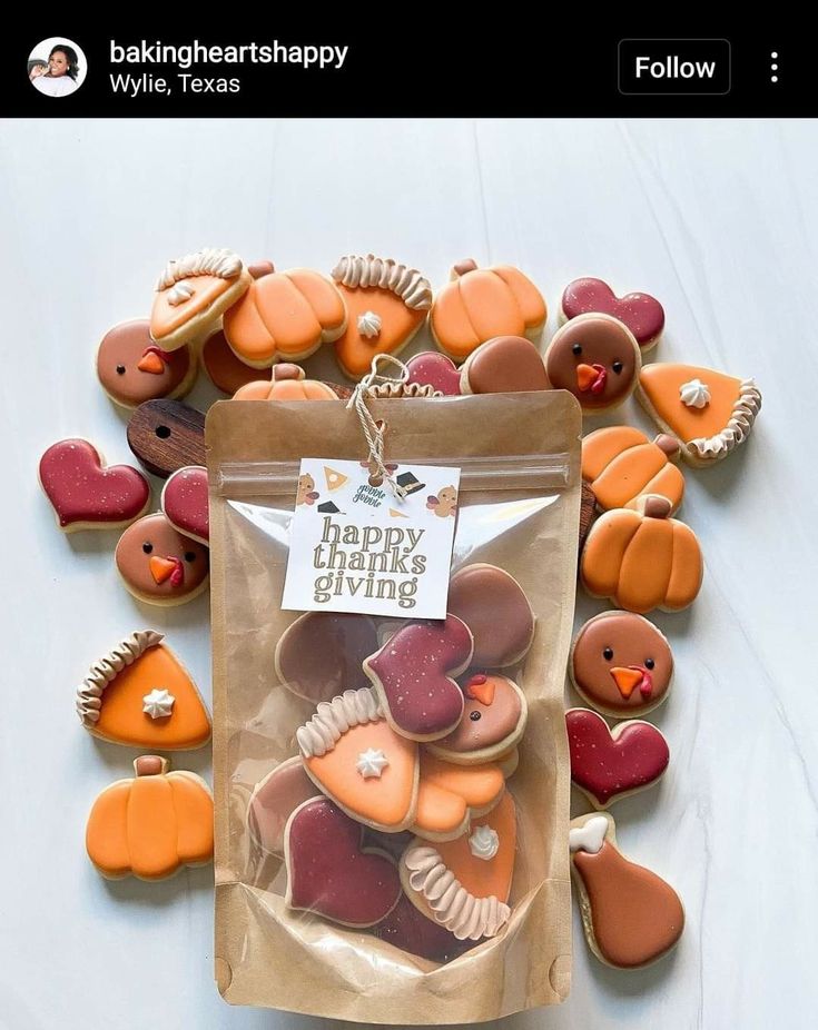 Delightful Autumn-Themed Cookie Assortment for a Festive Thanksgiving.