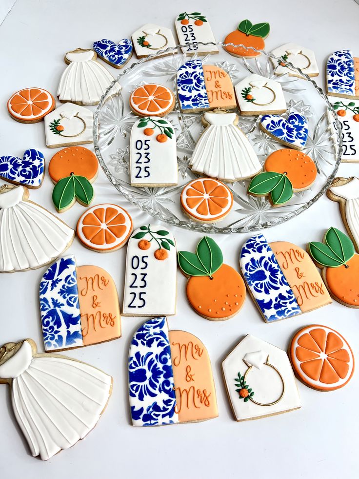 Vibrant Cookie Assortment with Elegant Bridal Designs and Festive Themes.