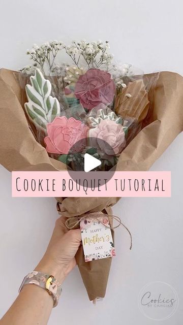 Enchanting Cookie Bouquet: A Whimsical Floral Arrangement of Decorated Treats.