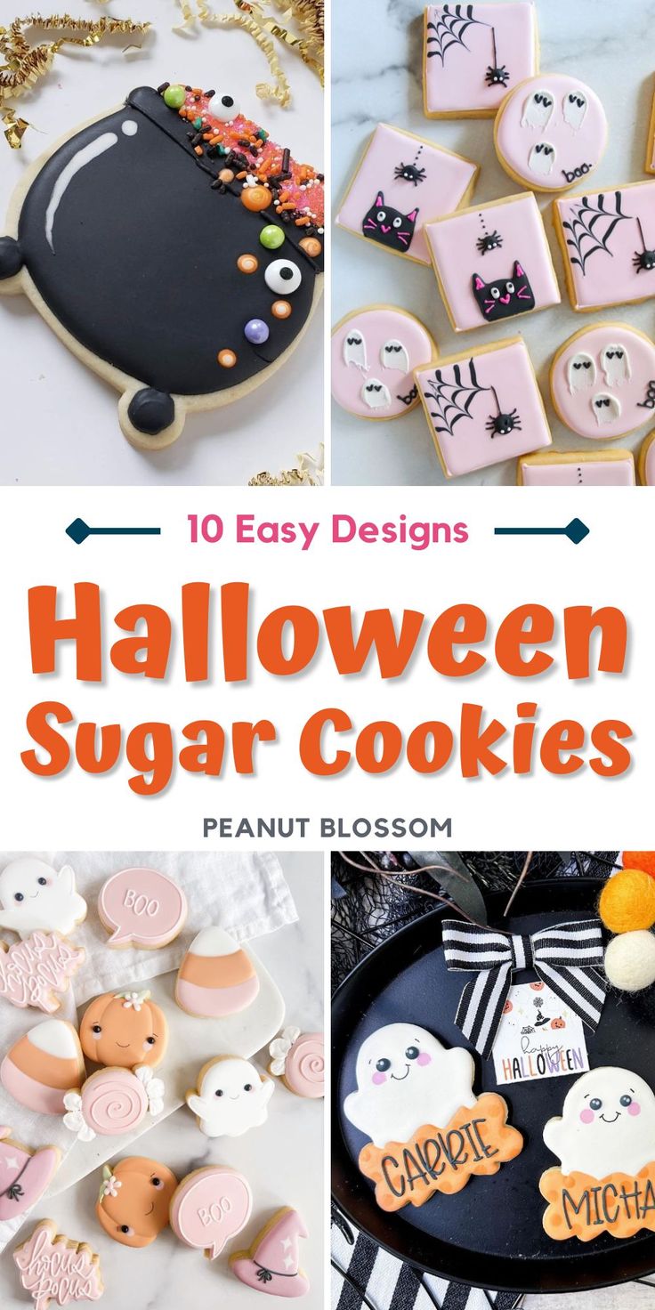 Festive Halloween Sugar Cookies with Whimsical Designs and Vibrant Icing.