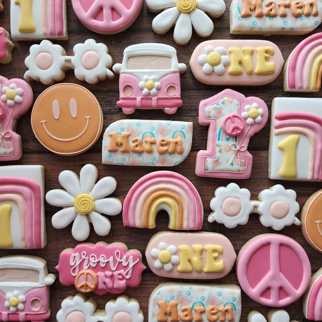 Vibrant, Themed Cookies with Playful Designs for Festive Celebrations.