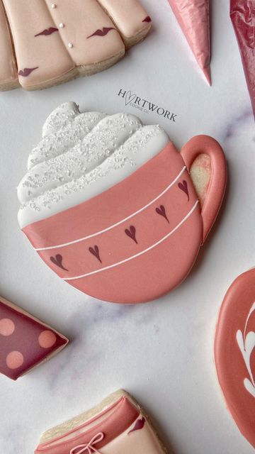 Whimsical Teacup Cookie Inspiring Elegant Nail Design with Soft Pink Palette.