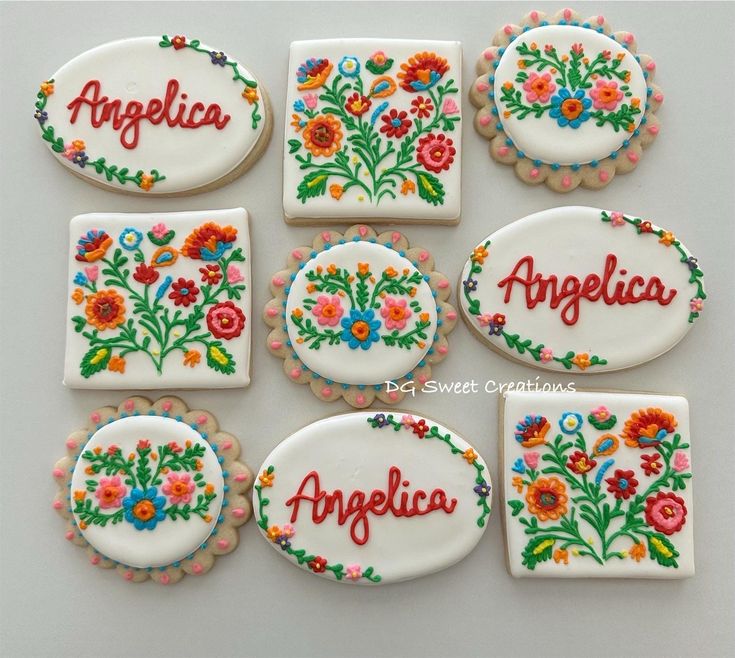 Vibrant Floral Decorative Sugar Cookies with Intricate Hand-Painted Details.