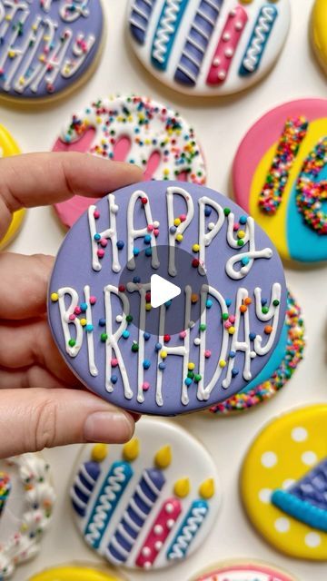 Vibrant Birthday Cookies with Playful Icing Designs Celebrate Joyful Occasions.