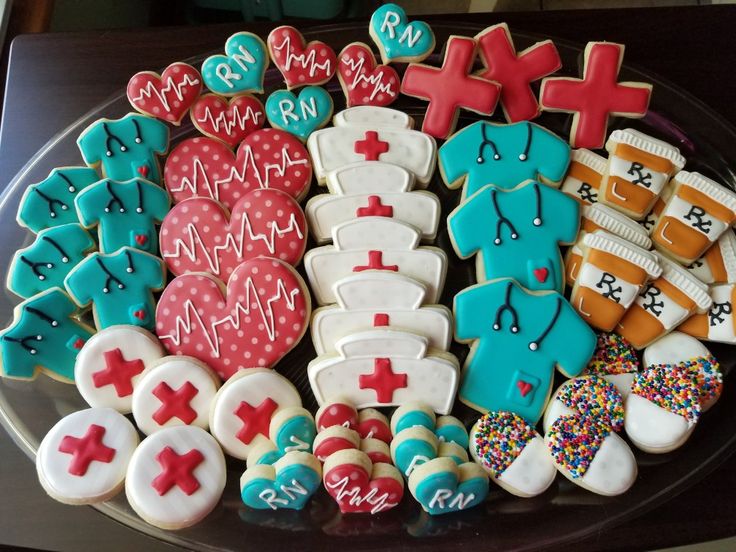 Vibrant Healthcare-Themed Decorative Cookies Celebrating Nursing and Medical Professions.