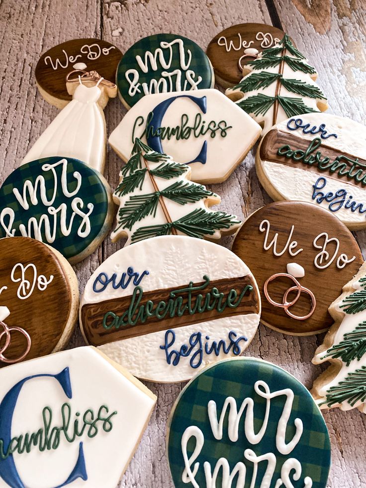 Charming Wedding-Themed Decorative Cookies Enhance Celebration Atmosphere.