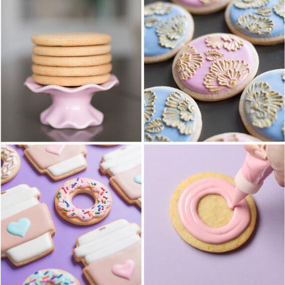 Charming Display of Intricately Decorated Pastel Cookies.