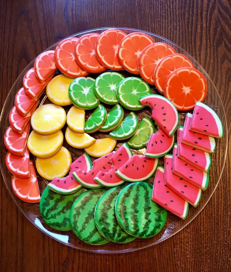 Vibrant Fruit-Inspired Cookie Platter for Summer Celebrations.