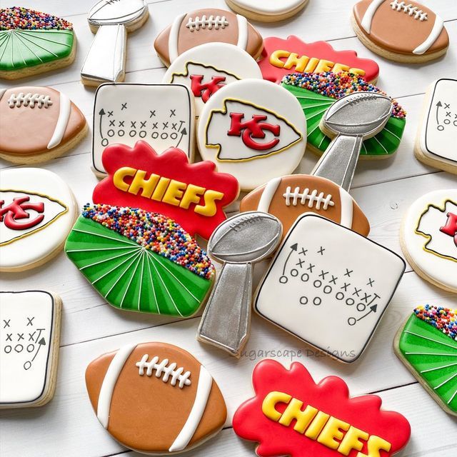 Football-Themed Decorative Cookies for Game Day Celebrations