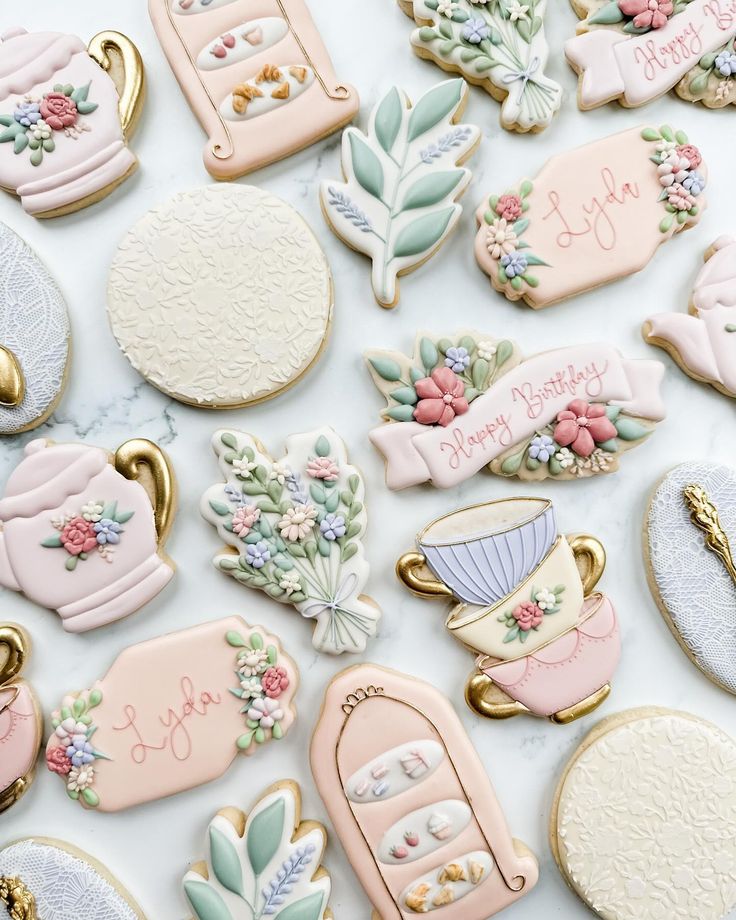 Charming Pastel Cookie Designs for a Festive Tea Party Theme