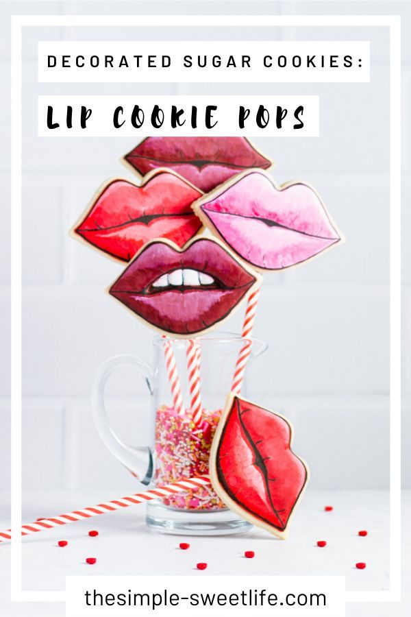 Vibrantly Designed Lip-Shaped Cookies in Sprinkles with Playful Striped Straws for Festive Celebrations.