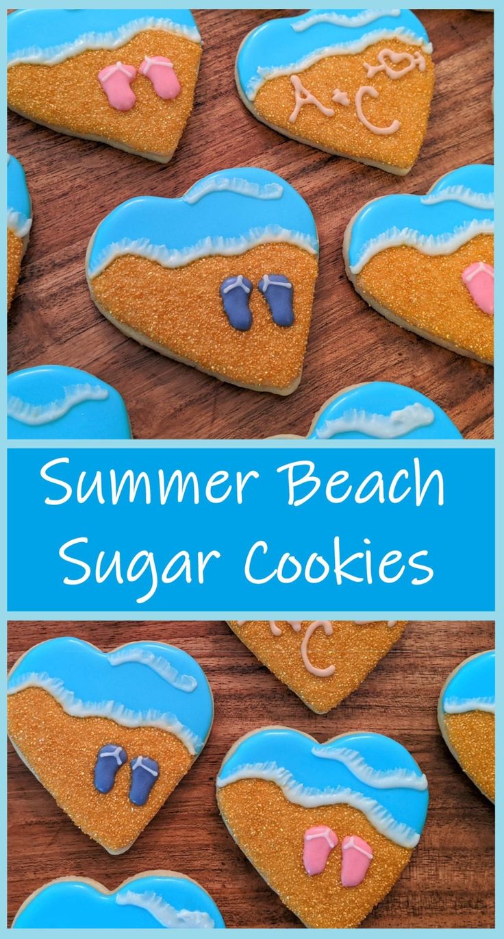 Cheerful Beach-Themed Heart Shaped Sugar Cookies Perfect for Celebrations