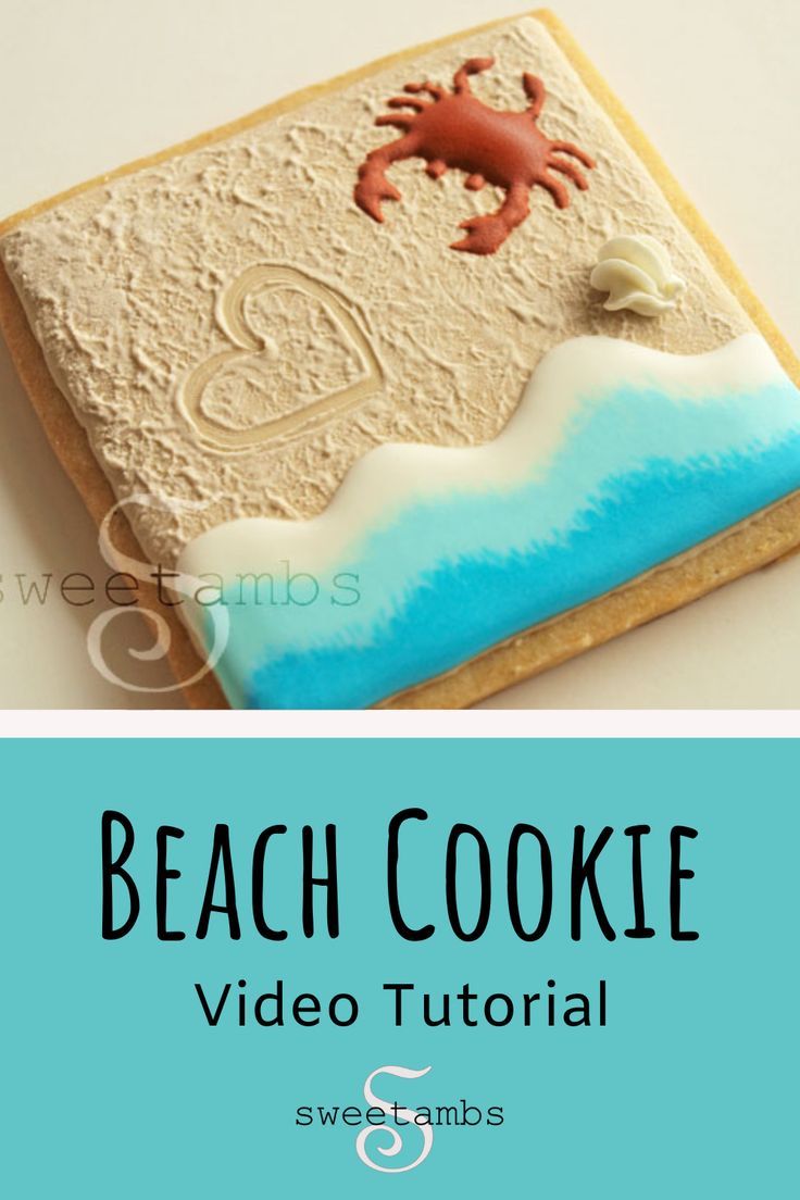 Intricate Beach-Themed Cookie Design with Vibrant Seaside Details.