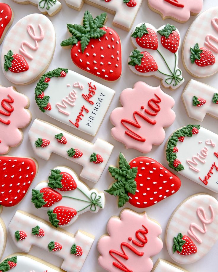 Vibrant Strawberry-Inspired Sugar Cookies for Whimsical Celebrations.