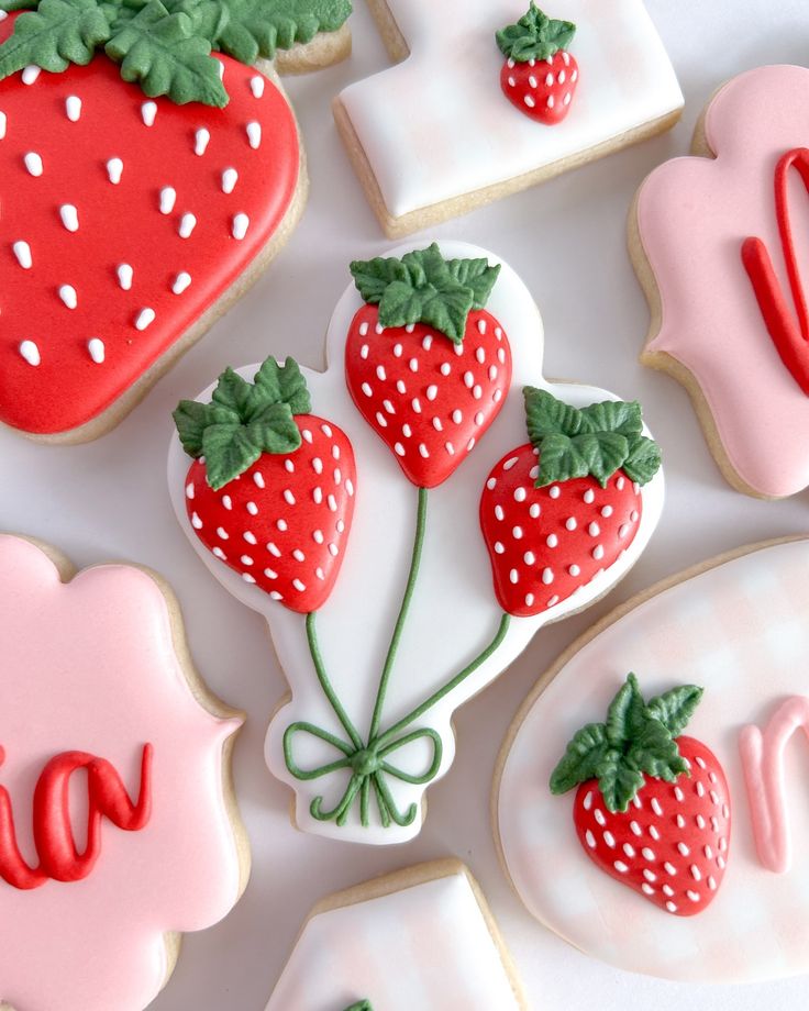 Vibrant Strawberry-Themed Cookies: Whimsical Designs for Celebrations