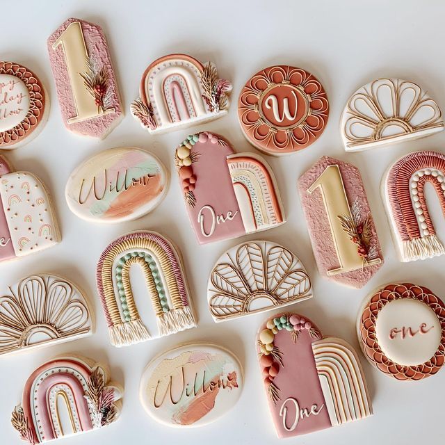 Whimsical Rainbow-Themed Cookies in Pastel Hues for Celebratory Occasions