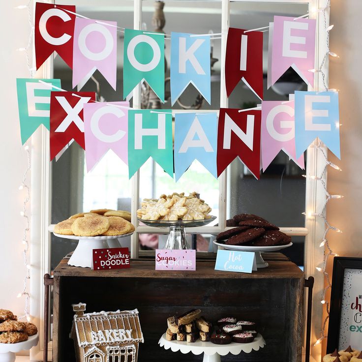 Elegant Festive Cookie Display Invites Indulgence Amidst Cheerful Decorations.