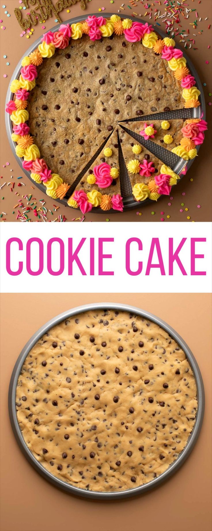 Vibrant Cookie Cake with Swirled Frosting and Sprinkles: A Festive Sharing Delight