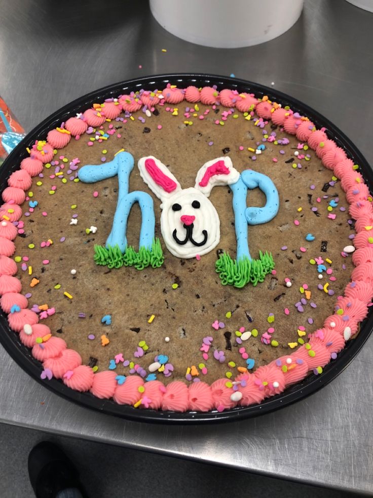 Whimsical Colorful Cookie Cake with Pink Frosting and Sprinkles