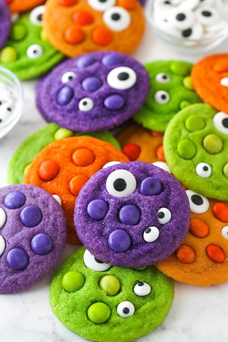 Whimsical Colorful Monster-Themed Cookies for Festive Celebrations.