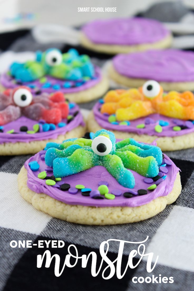 Whimsical Monster-Themed Cookies with Vibrant Frosting and Playful Decorations for Parties and Halloween.