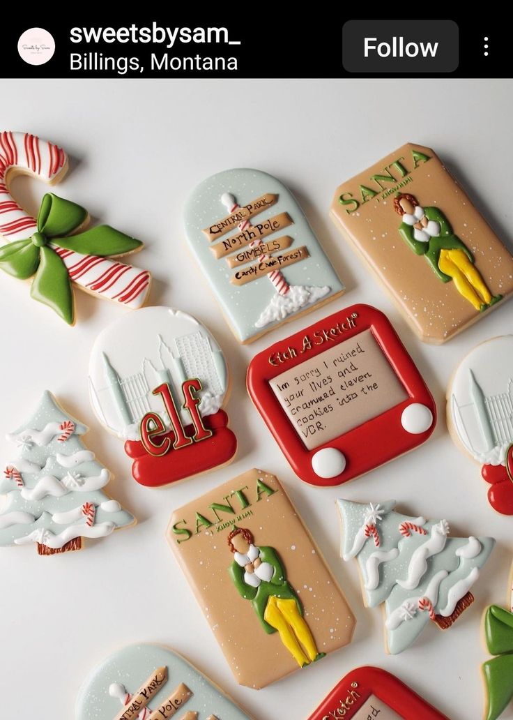 Charming Festive Cookies with Whimsical Holiday Designs in Pastel Colors.