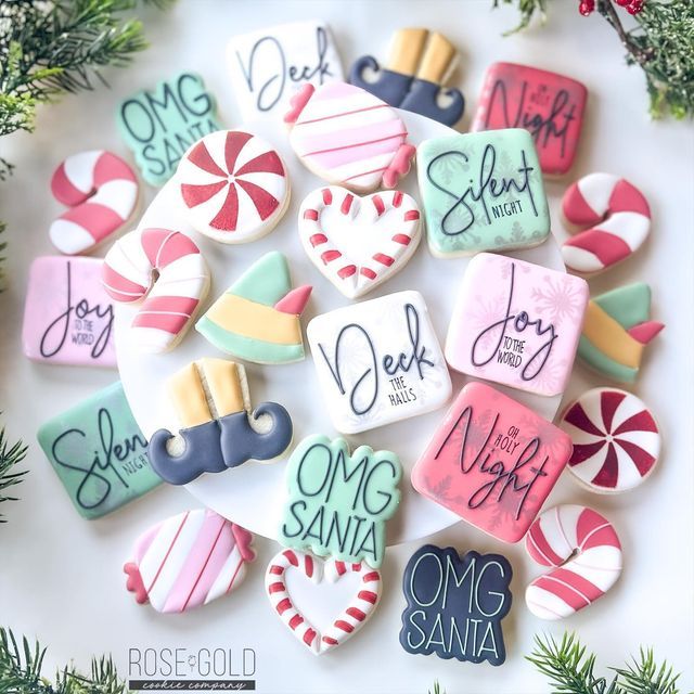 Whimsical Display of Colorful Holiday-Themed Cookies for Seasonal Cheer