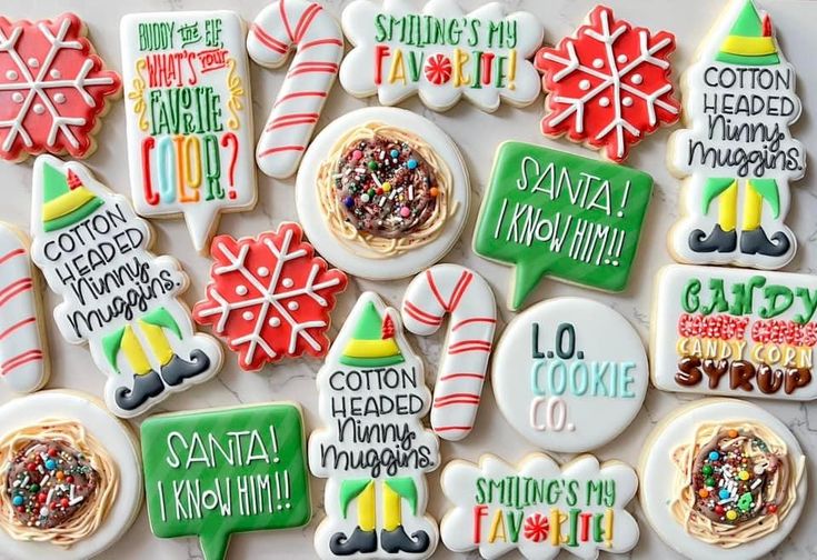 Festively Decorated Holiday Cookies with Cheerful Motifs and Intricate Icing Details.