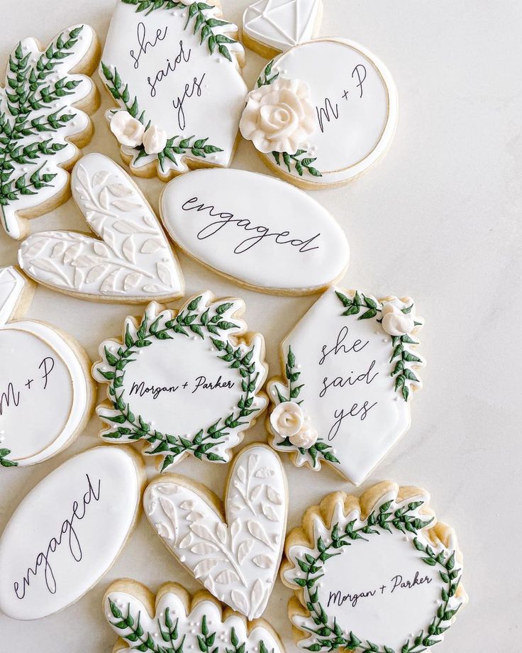 Charming Decorative Cookies with Floral Designs Perfect for Romantic Celebrations.