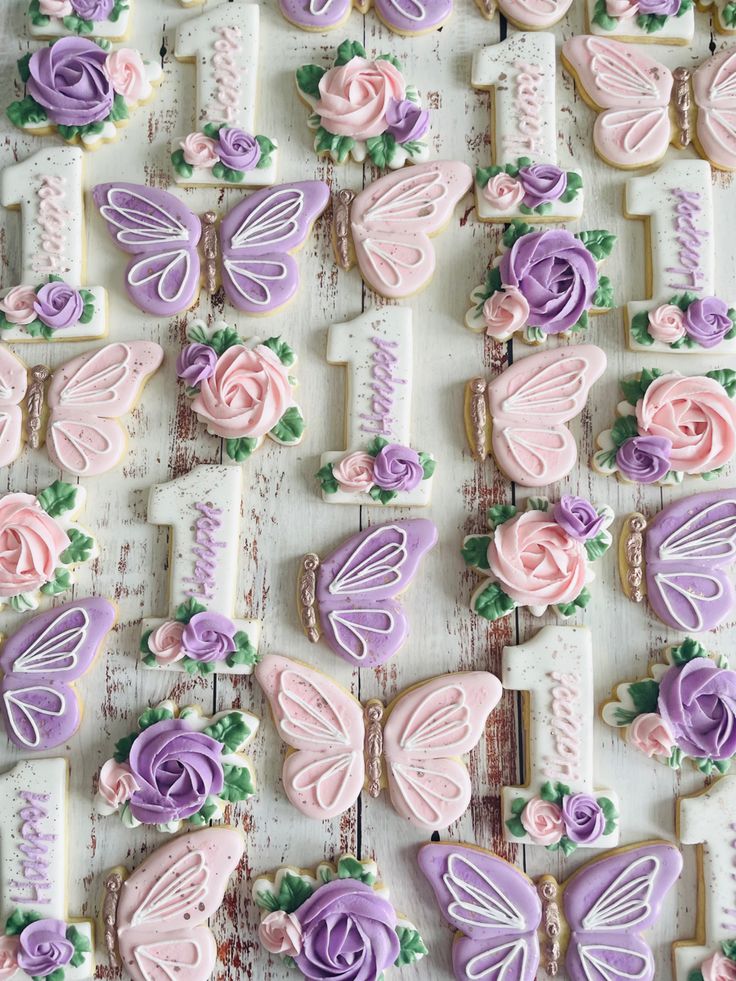 Whimsical Pastel Butterfly and Rose Cookies Perfect for Celebrations