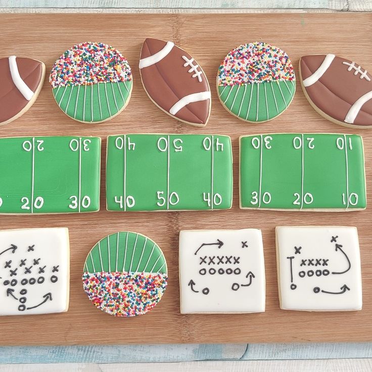 Vibrant Football-Themed Decorative Cookies for Sports Parties.