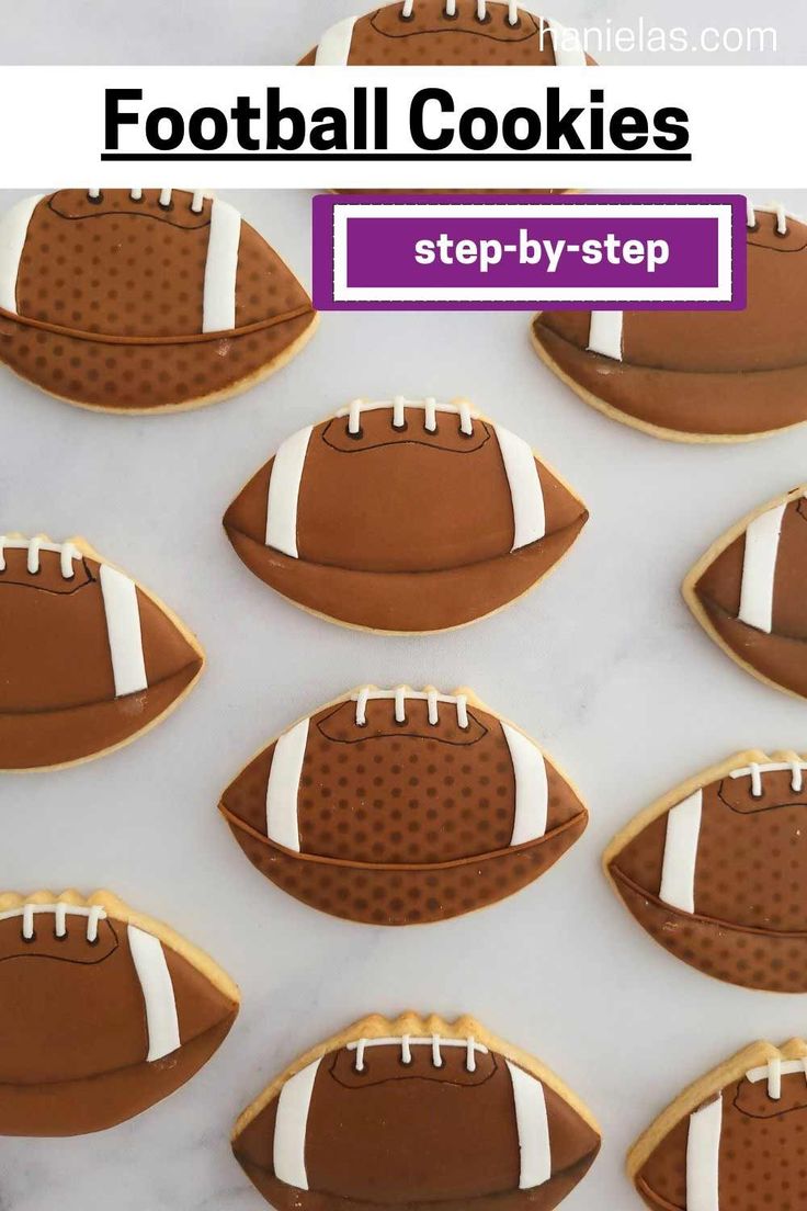 Creative Football-Themed Cookies Decorated Like Traditional Footballs for Sports Gatherings.