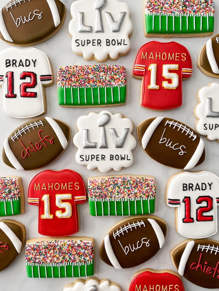 Vibrant Team Logo Cookies Celebrate Game Day with Festive Football Designs.