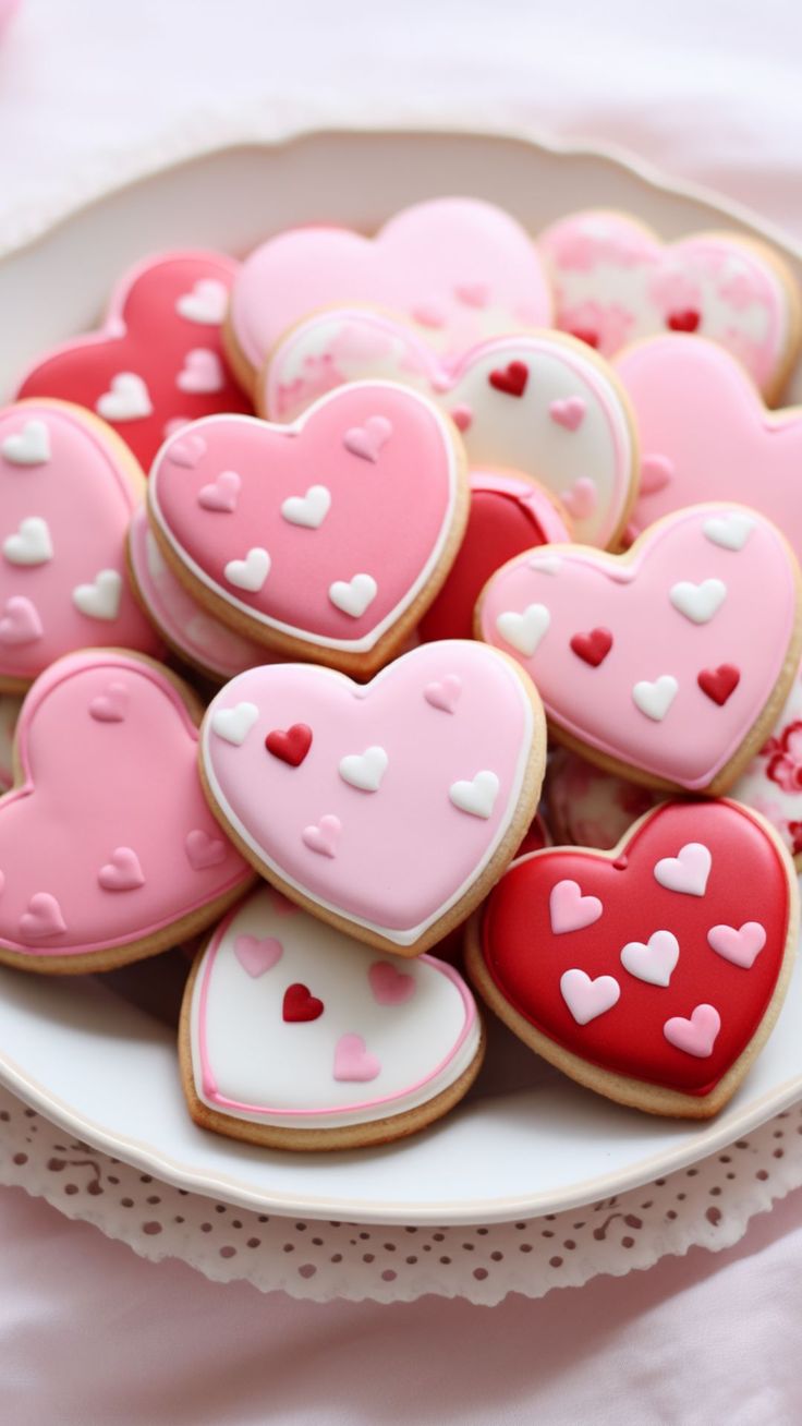 Festive Heart-Shaped Cookies: A Charming Display of Love and Sweetness