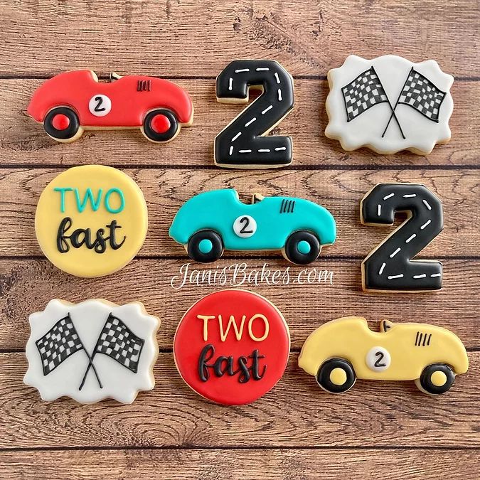 Playful Race Car Cookie Designs for Vibrant Birthday Celebrations.