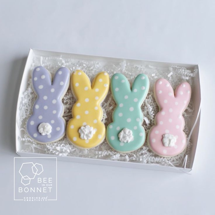 Playful Pastel Bunny Cookies in a Decorative Box for Festive Celebrations