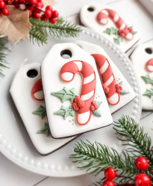 Charming Holiday Cookie Decorations Featuring Candy Canes and Festive Designs