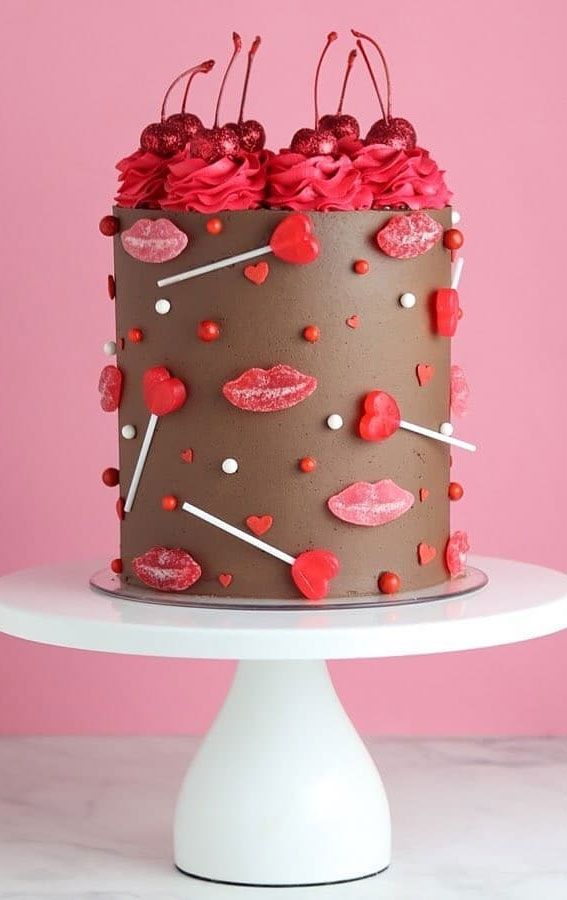 Charming Whimsical Cake Design: Festive Chocolate Frosting Adorned with Playful Decorations