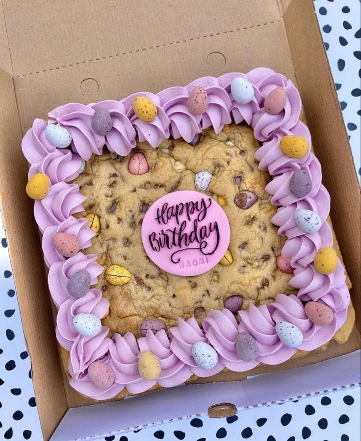 Festive Square Cookie Cake with Chocolate Chips and Colorful Candy Accents.