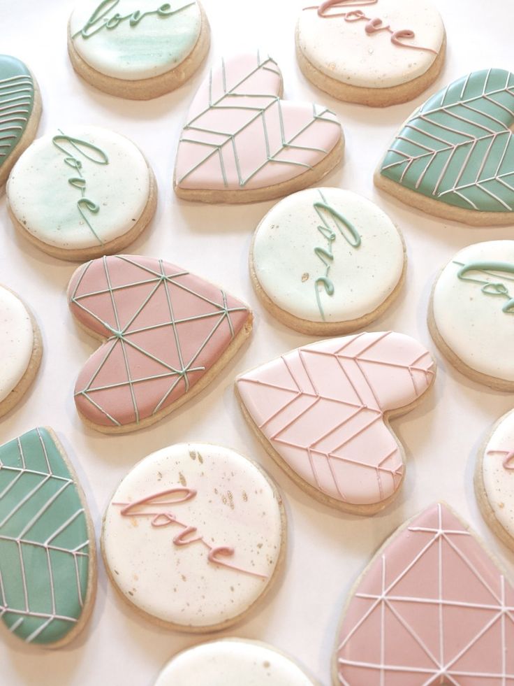 Pastel-Hued Sugar Cookies with Textured Icing for a Romantic Aesthetic.