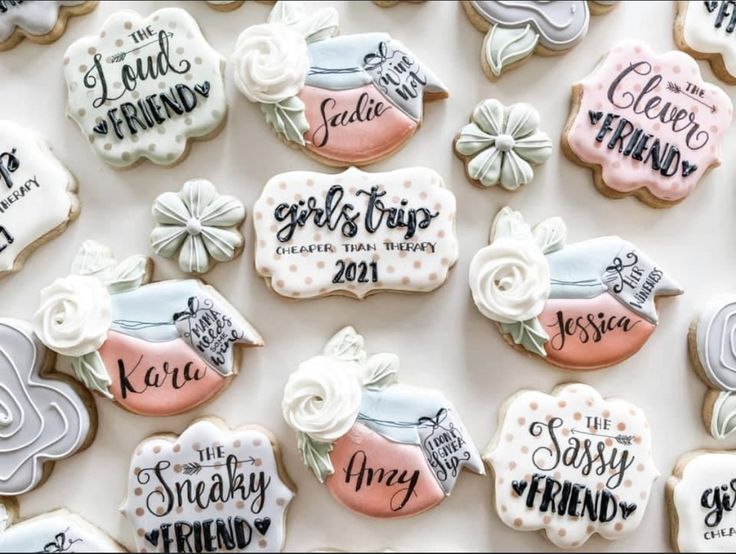 Playful Decorated Cookies Perfect for Girls' Trip Celebrations.