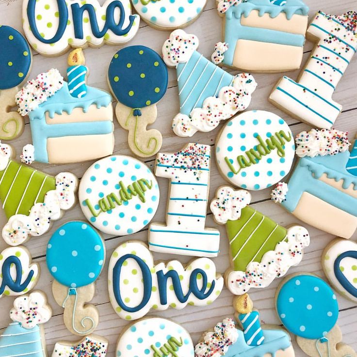 Festive Colorful Birthday Cookies with Cheerful Designs and Decorative Sprinkles