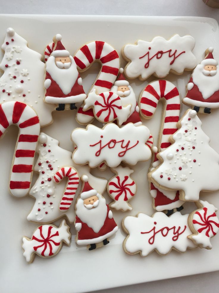 Cheerful Christmas Cookie Designs with Santa, Candy Canes, and Festive Icing.