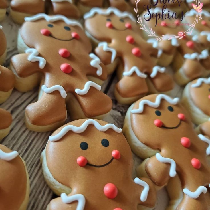 Festive Gingerbread Cookies: Classic Shapes Adorned with Icing and Candy Accents.