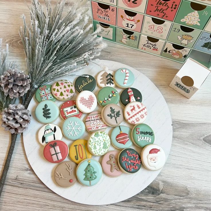 Festive Display of Intricately Decorated Holiday Cookies