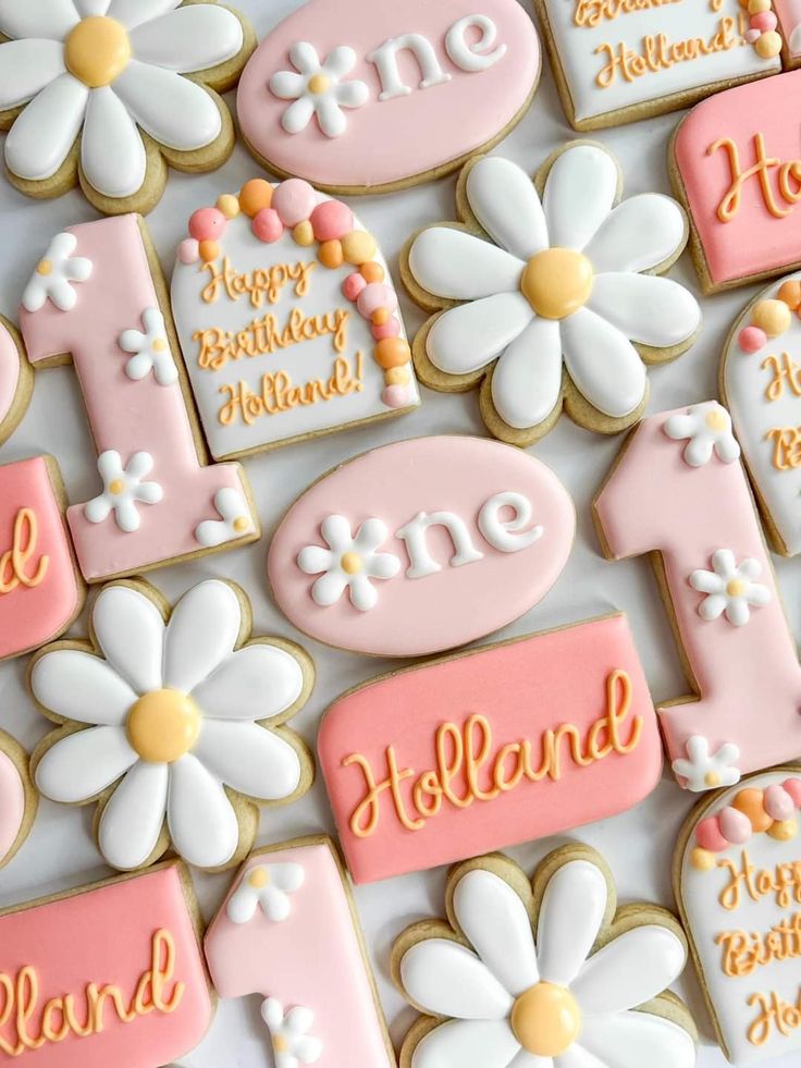 Vibrant Floral and Birthday-Themed Cookies for Festive Celebrations