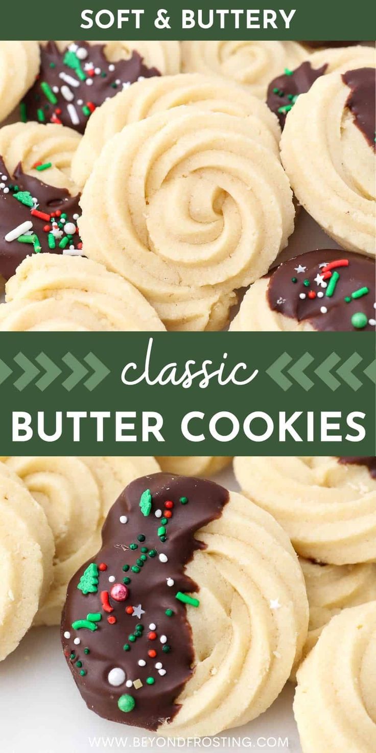 Sophisticated Butter Cookies with Chocolate Dip and Festive Sprinkles