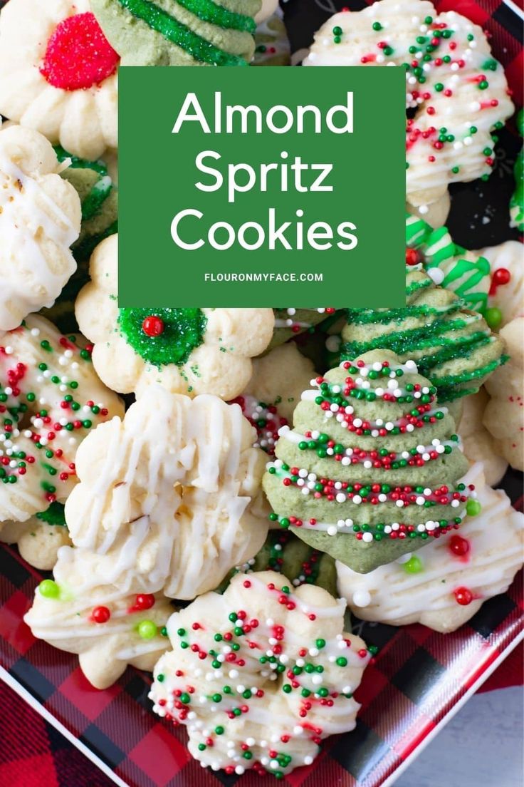 Vibrantly Decorated Festive Almond Spritz Cookies for Joyful Holiday Gatherings.