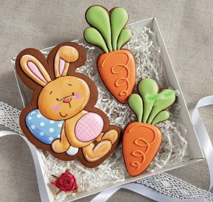 Charming Easter Cookies Inspire Playful Nail Art with Cheerful Bunny and Carrot Designs.